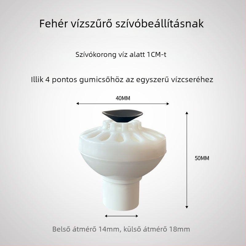 Akvarisztikai merülőszivattyú vízbevezetőfedéllel, beömlőcső csatlakozók, virágtartó kosár védőfedél, univerzális három az egyben kialakítás