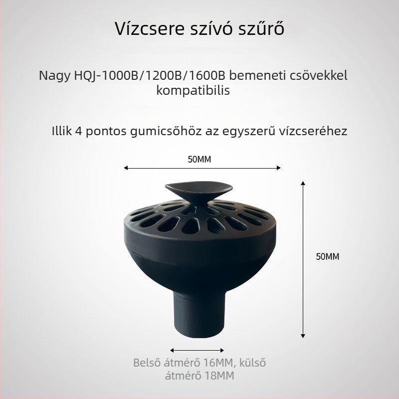 Akvarisztikai merülőszivattyú vízbevezetőfedéllel, beömlőcső csatlakozók, virágtartó kosár védőfedél, univerzális három az egyben kialakítás