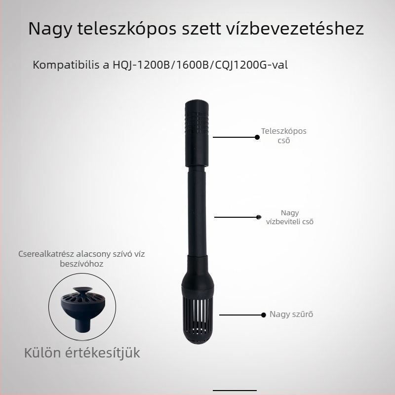 Akvarisztikai merülőszivattyú vízbevezetőfedéllel, beömlőcső csatlakozók, virágtartó kosár védőfedél, univerzális három az egyben kialakítás