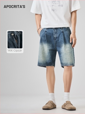 Férfi denim rövidnadrág - Szabad szabás, Streetwear, Washed Vintage, Pamut 87,3%