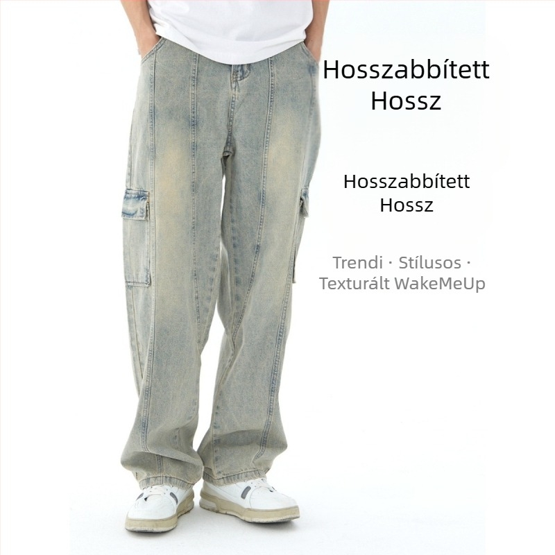 Farmernadrág - denim, alacsony derék, egyenes szárú, cipzáras, magas elasztikusság (tavasz 2026, férfiak)