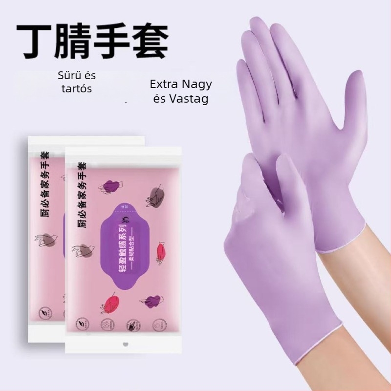 Nitril egyszer használatos kesztyűk, vastagított, vízálló, 100 db, 60 g