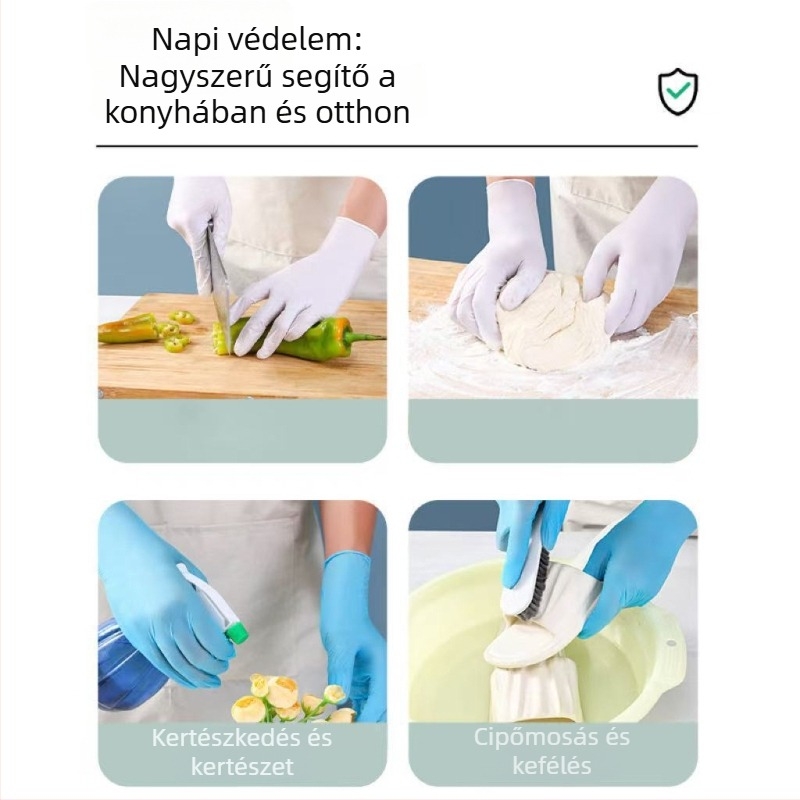 Nitril egyszer használatos kesztyűk, vastagított, vízálló, 100 db, 60 g
