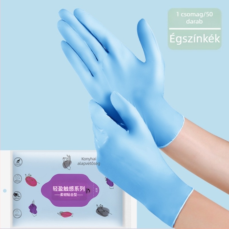 Nitril egyszer használatos kesztyűk, vastagított, vízálló, 100 db, 60 g