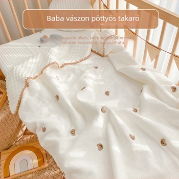 Baba takaró – 100% pamut géz, 300–500 g, újszülötttől 12 évesig, egész éves használatra, hímzett és testre szabható