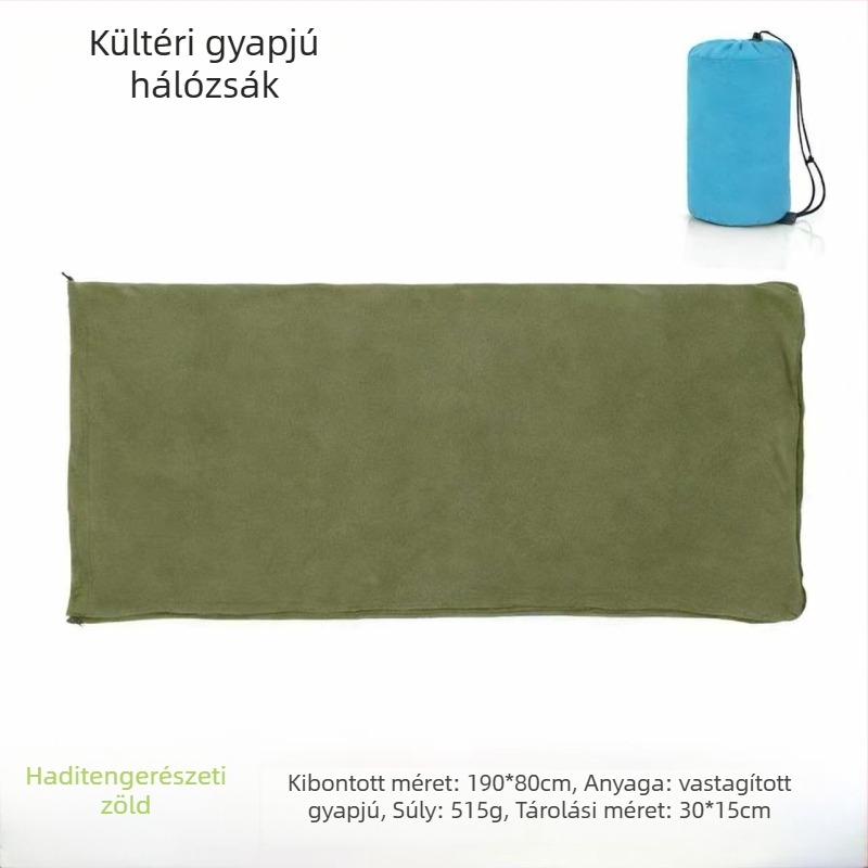 Kültéri használatra készült polár hálózsákbélés, vastagított, kétoldalas fleece, puha, meleg és könnyű