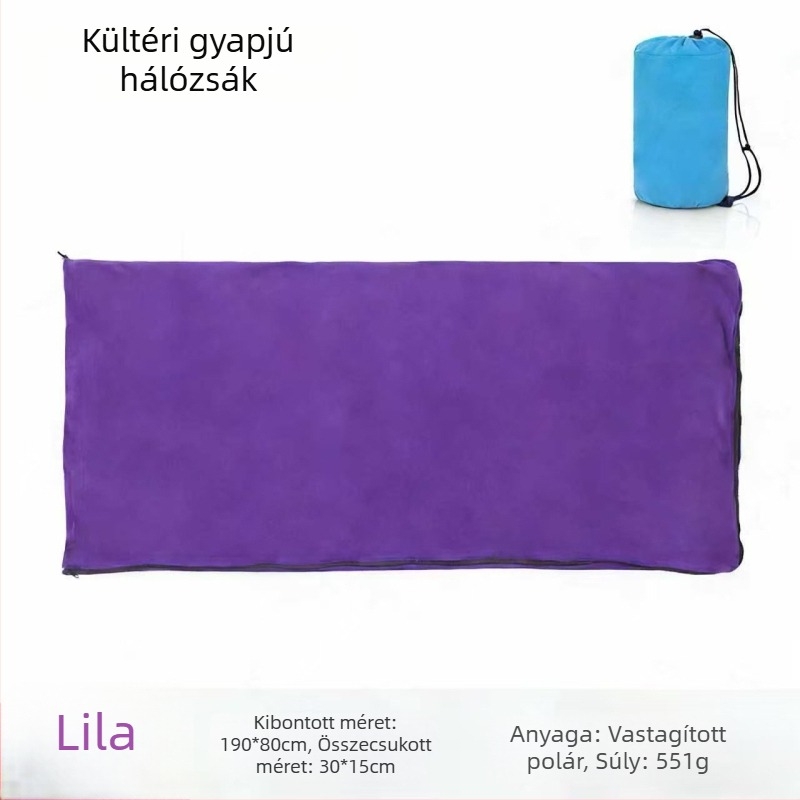 Kültéri használatra készült polár hálózsákbélés, vastagított, kétoldalas fleece, puha, meleg és könnyű