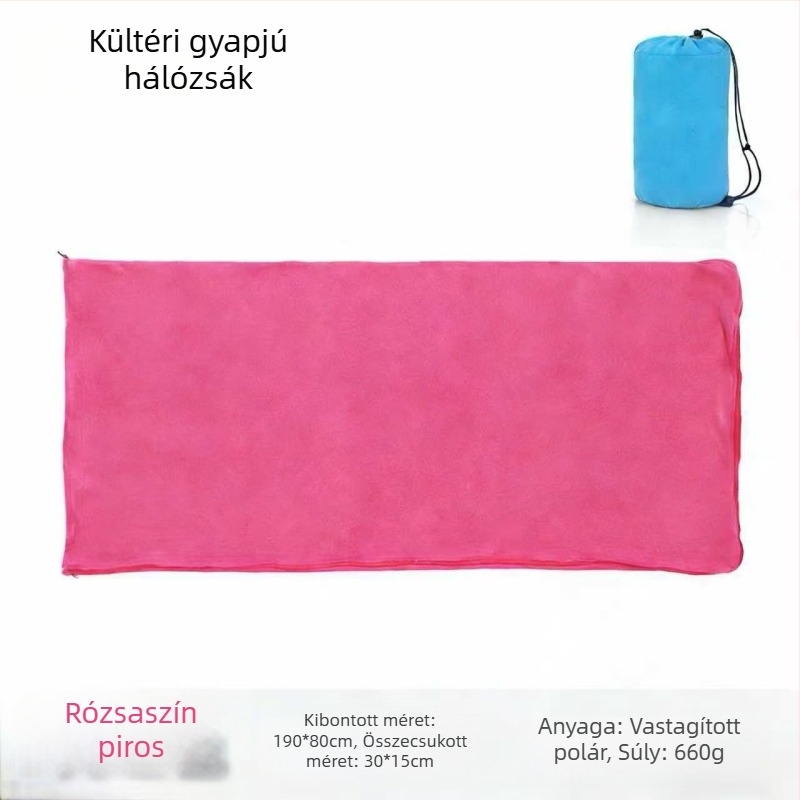 Kültéri használatra készült polár hálózsákbélés, vastagított, kétoldalas fleece, puha, meleg és könnyű