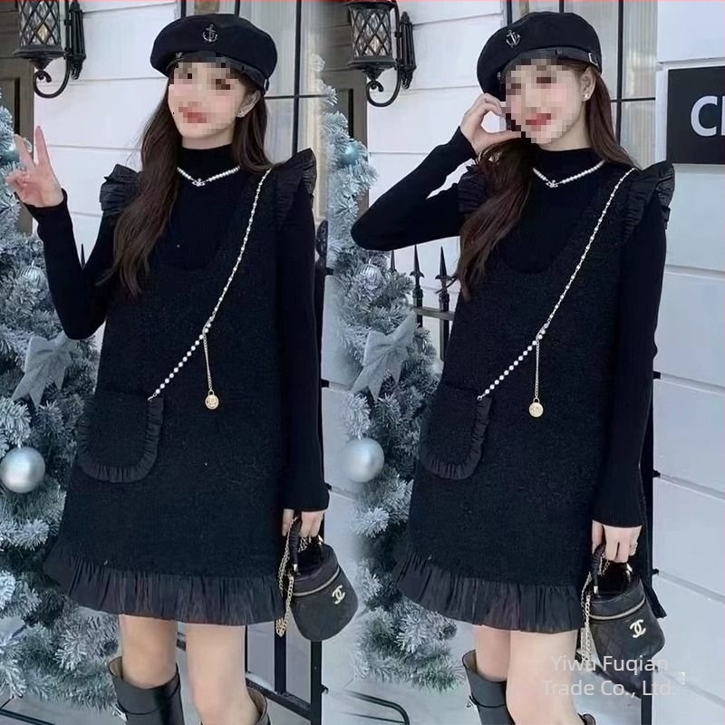 Kismama két részes ruhaszett hátpántos ruhával, lélegző pamut anyag, hosszú ujjú, japán-koreai casual stílus