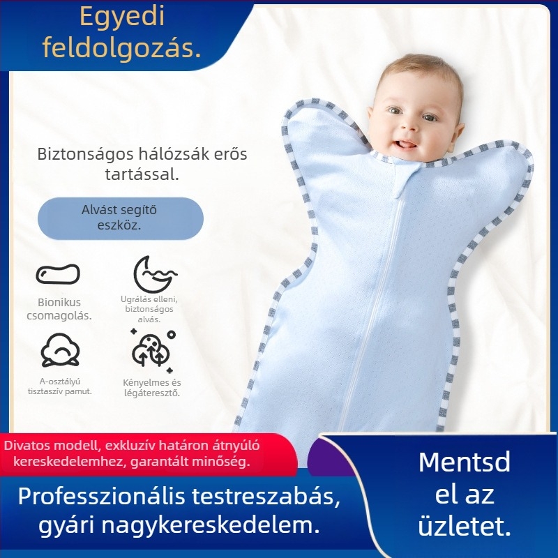 Nyári könnyű, 100% pamut baba ölelős alvózsák
