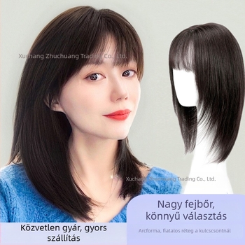 Hosszú, egyenes hajú paróka frufruval, természetes megjelenés, emberi hajból, festhető vagy permelhető
