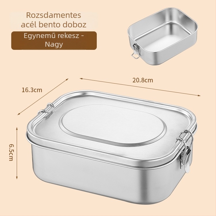 Yixing márkájú ebédes doboz 304 rozsdamentes acélból, téglalap alakú, egy rétegű, 800–1000 ml (Anyaga: 304 rozsdamentes acél; Kapacitás: 800–1000 ml; Forma: téglalap)