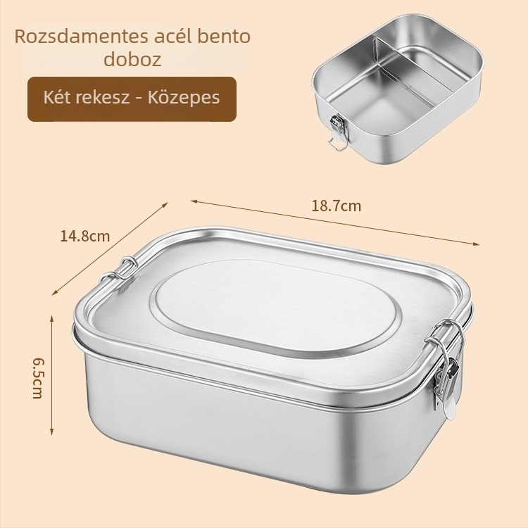 Yixing márkájú ebédes doboz 304 rozsdamentes acélból, téglalap alakú, egy rétegű, 800–1000 ml (Anyaga: 304 rozsdamentes acél; Kapacitás: 800–1000 ml; Forma: téglalap)
