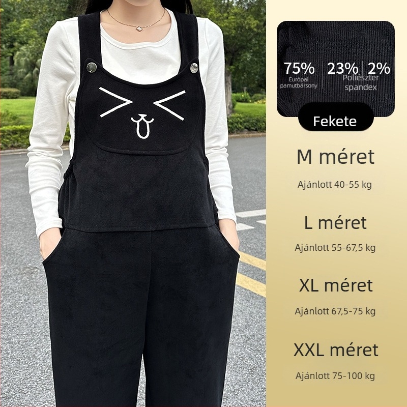 Kismama overál fleece-betéttel, vastag anyagból, ősz-tél 2026, egybeöltözet, kényelmes vécéhasználat, kis méretek
