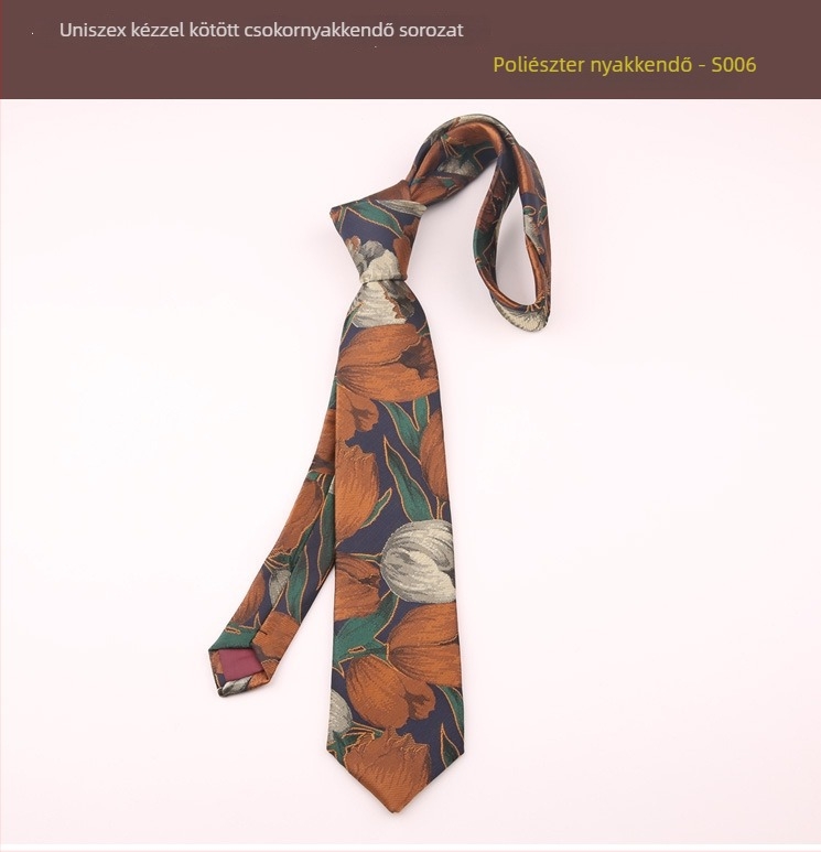 Uniszex poliészter jacquard virágmintás nyakkendő — standard szélesség, nyíl-típusú, trendi