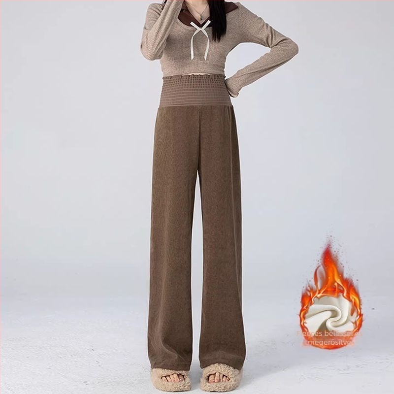 Kismama nadrág fleece béléssel, szűk szabású, hosszú, őszi-téli