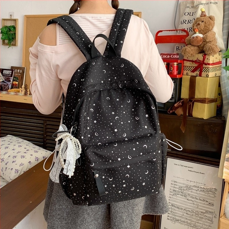 Starry Forest iskolai hátizsák, könnyű, nagy kapacitású, uniszex, nylon anyagból, koreai stílus, kompatibil 12 hüvelykes laptophoz