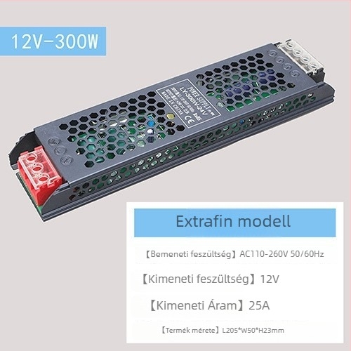 LED állandófeszültségű kapcsolóüzemű tápegység, bemenet 220V AC, kimenet 12–24V DC, max. 16,6A, 400W, védelem: túlterhelés, rövidzárlat, túlfeszültség, túlmelegedés, túláram