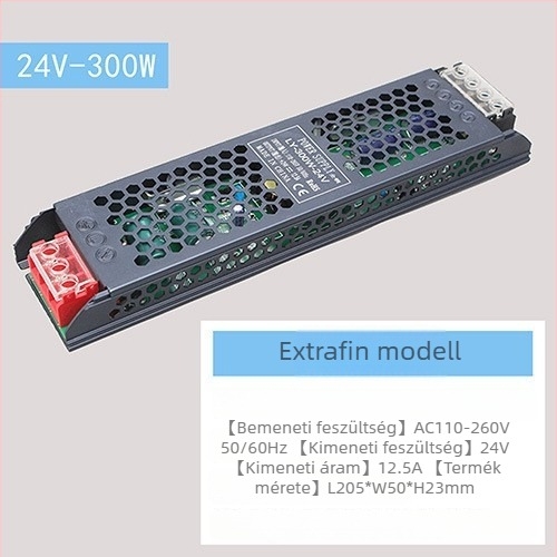 LED állandófeszültségű kapcsolóüzemű tápegység, bemenet 220V AC, kimenet 12–24V DC, max. 16,6A, 400W, védelem: túlterhelés, rövidzárlat, túlfeszültség, túlmelegedés, túláram