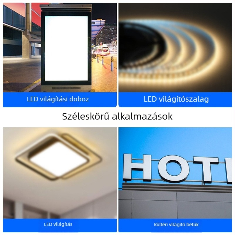 LED állandófeszültségű kapcsolóüzemű tápegység, bemenet 220V AC, kimenet 12–24V DC, max. 16,6A, 400W, védelem: túlterhelés, rövidzárlat, túlfeszültség, túlmelegedés, túláram