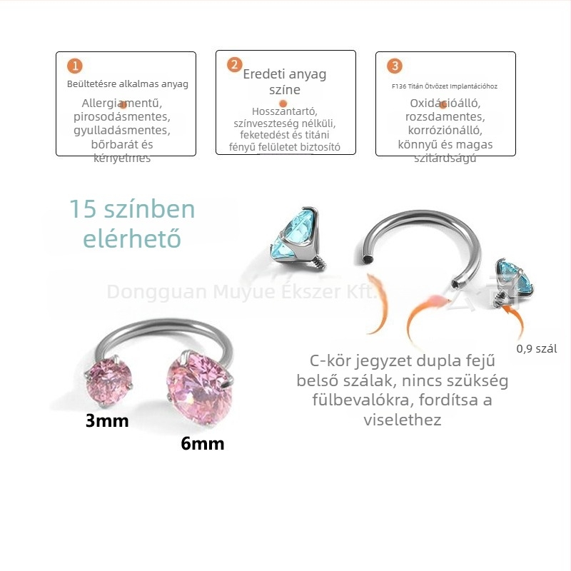 Titánötvözet fülbevalók, geometriai forma, könnyű luxus stílus, polírozott felület, Muyue márka