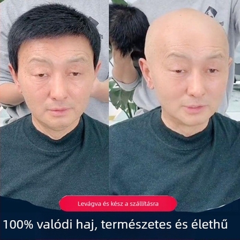 Férfi paróka valódi hajból, egyenes, modell 9002, mechanizmus alapú gyártás, férfiak számára