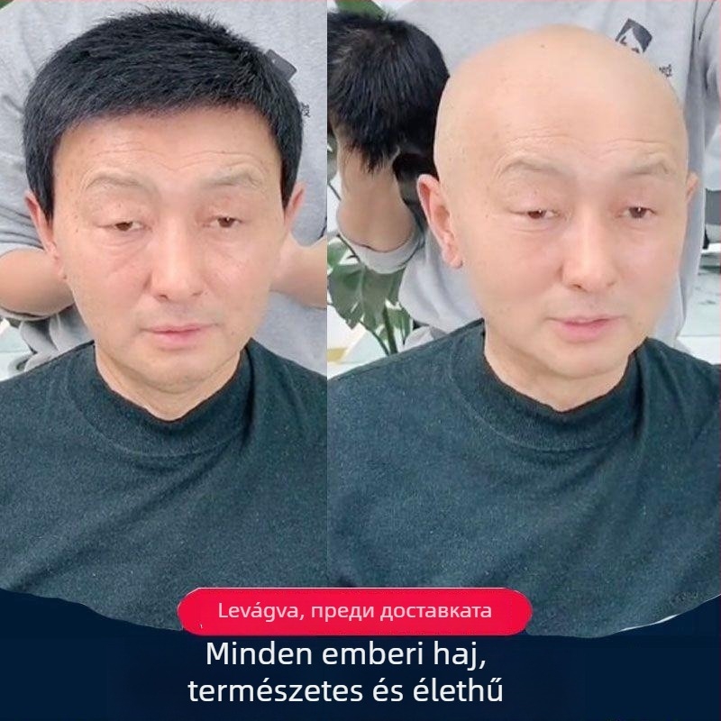 Férfi paróka valódi hajból, egyenes, modell 9002, mechanizmus alapú gyártás, férfiak számára