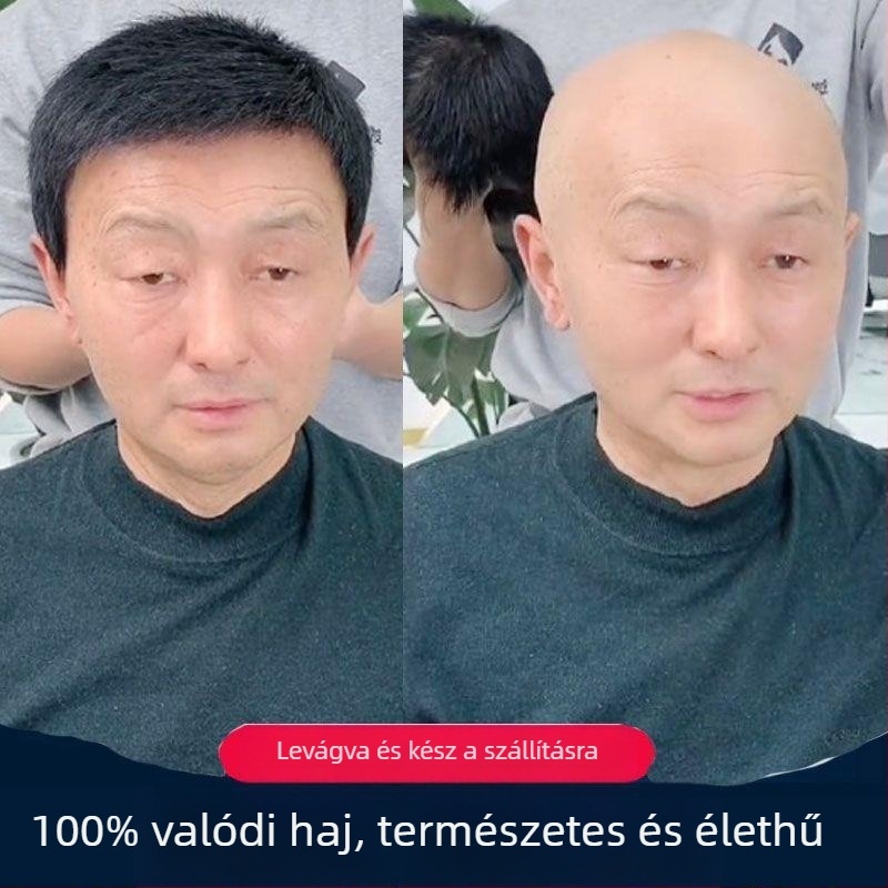 Férfi paróka valódi hajból, egyenes, modell 9002, mechanizmus alapú gyártás, férfiak számára