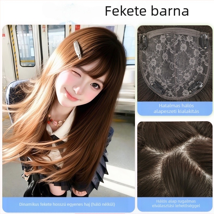 Hosszú, egyenes hajra való paróka, természetes stílus, fehérje-selyem, univerzális modell, Yushu márka