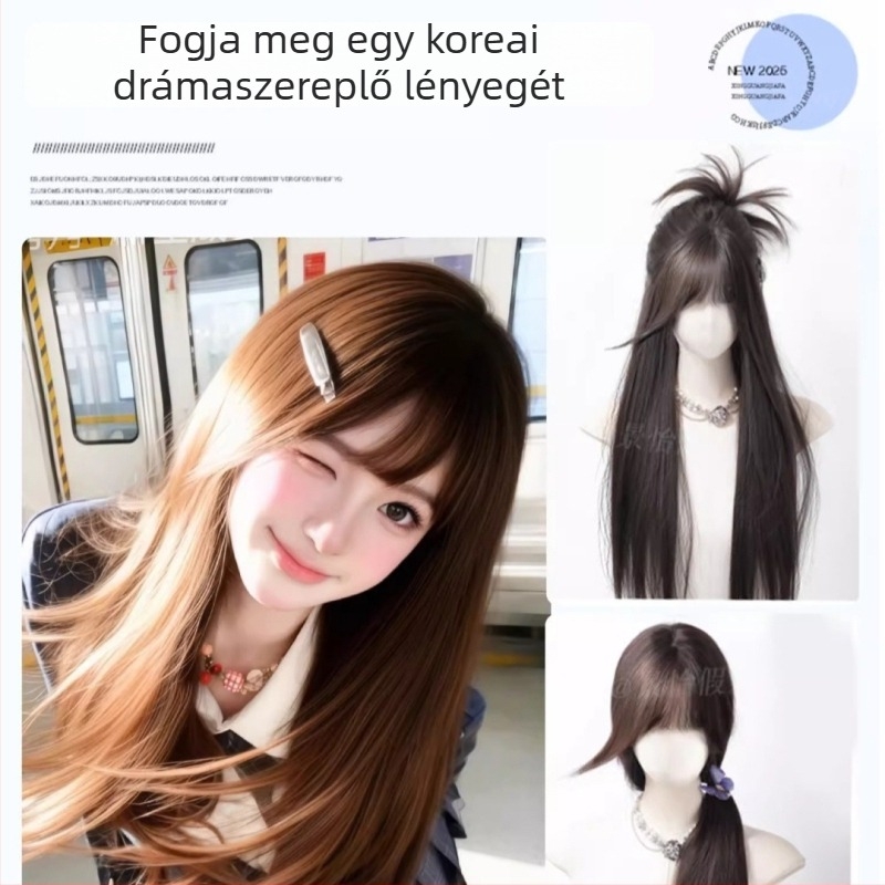 Hosszú, egyenes hajra való paróka, természetes stílus, fehérje-selyem, univerzális modell, Yushu márka