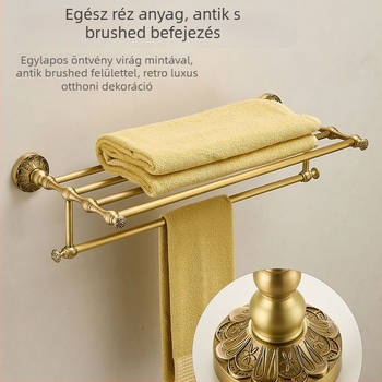 Réz törölközőtartó készlet – dupla réteg, antik felület, forgatható, perforált szerelés