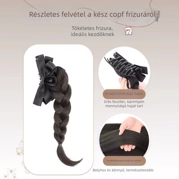 Lófarkú paróka copfos fonásokkal, masnis hajcsat, nőknek, magas koronával, csavart copfok