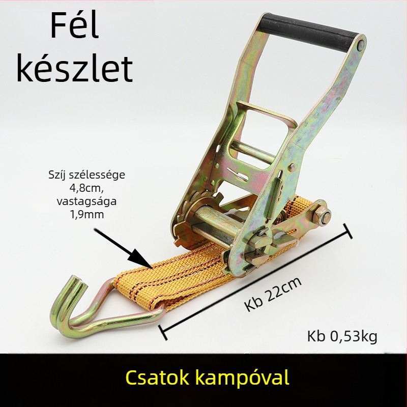 Szállítási rögzítő szalag horgos feszítőmechanizmussal teherautókhoz és konténerekhez