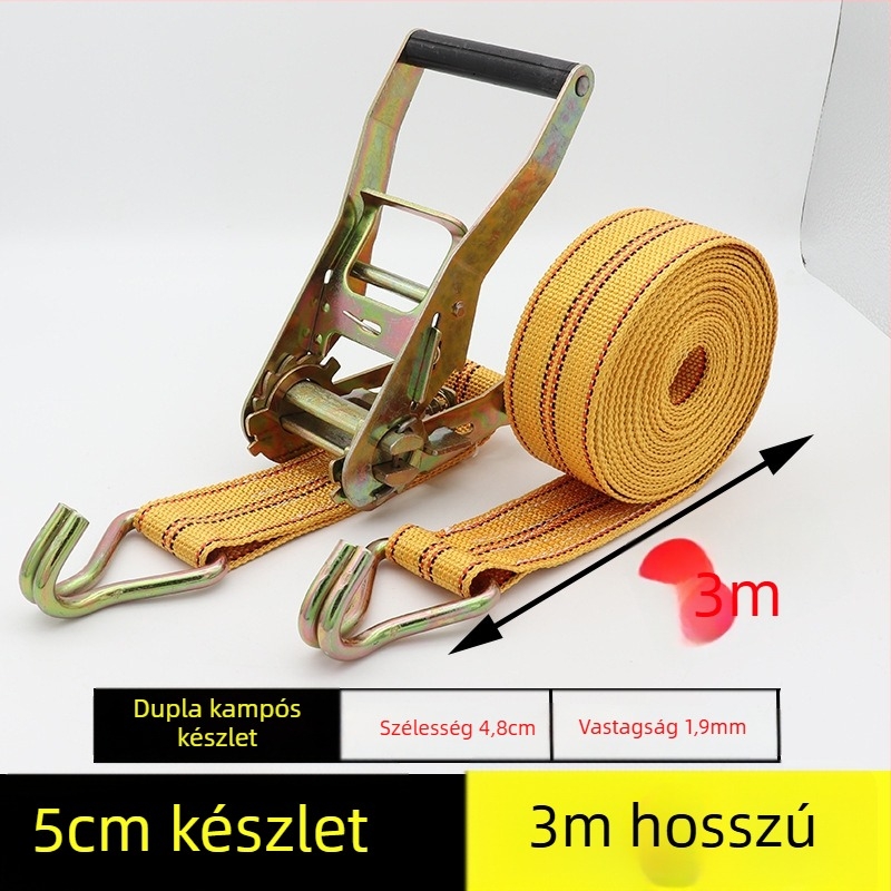 Szállítási rögzítő szalag horgos feszítőmechanizmussal teherautókhoz és konténerekhez