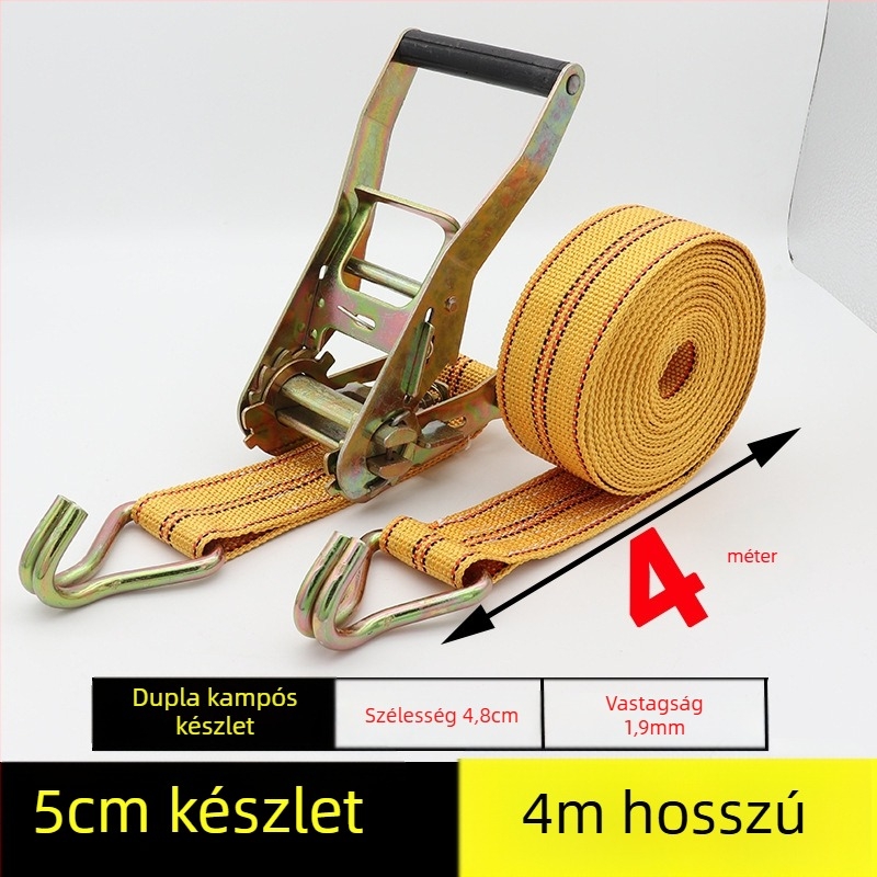Szállítási rögzítő szalag horgos feszítőmechanizmussal teherautókhoz és konténerekhez