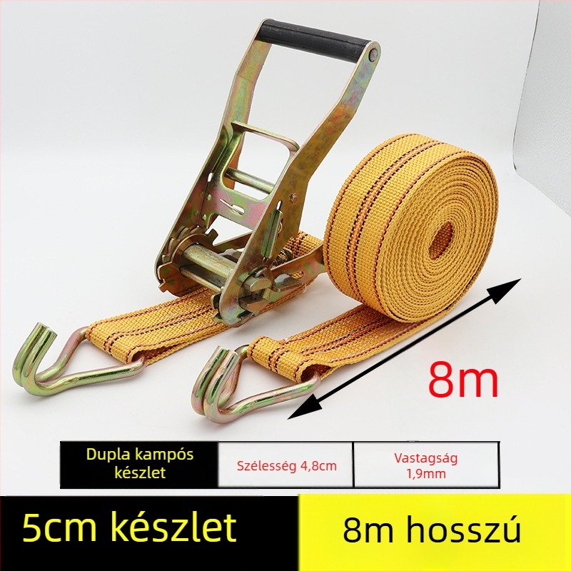 Szállítási rögzítő szalag horgos feszítőmechanizmussal teherautókhoz és konténerekhez