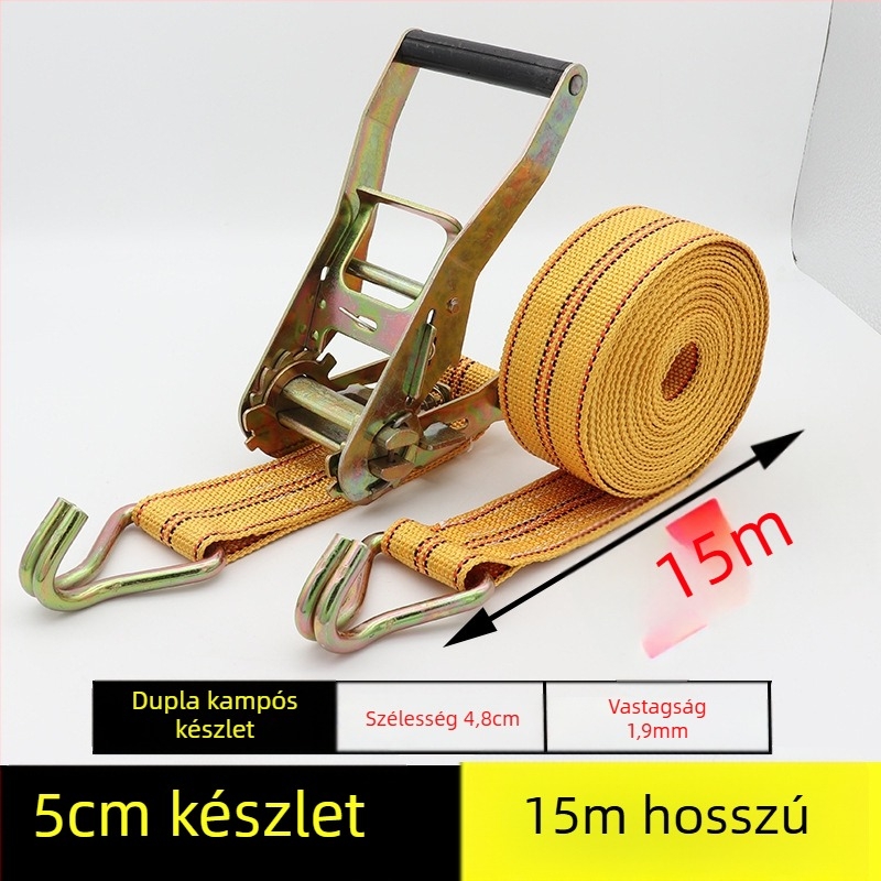 Szállítási rögzítő szalag horgos feszítőmechanizmussal teherautókhoz és konténerekhez