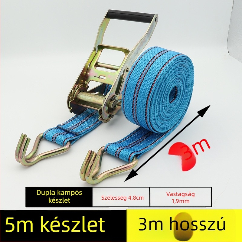Szállítási rögzítő szalag horgos feszítőmechanizmussal teherautókhoz és konténerekhez