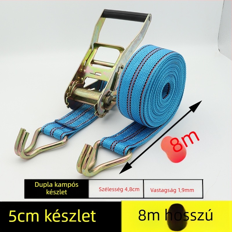 Szállítási rögzítő szalag horgos feszítőmechanizmussal teherautókhoz és konténerekhez