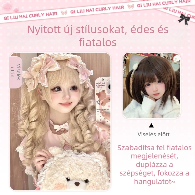 Hosszú paróka Lolita stílusban, kettős copf, egyenes frufru, hőálló szintetikus szál, modell DM136-40