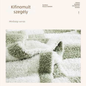 Kockás geometriai takaró, nordic stílusú kötött, poliészter, 300–499 g