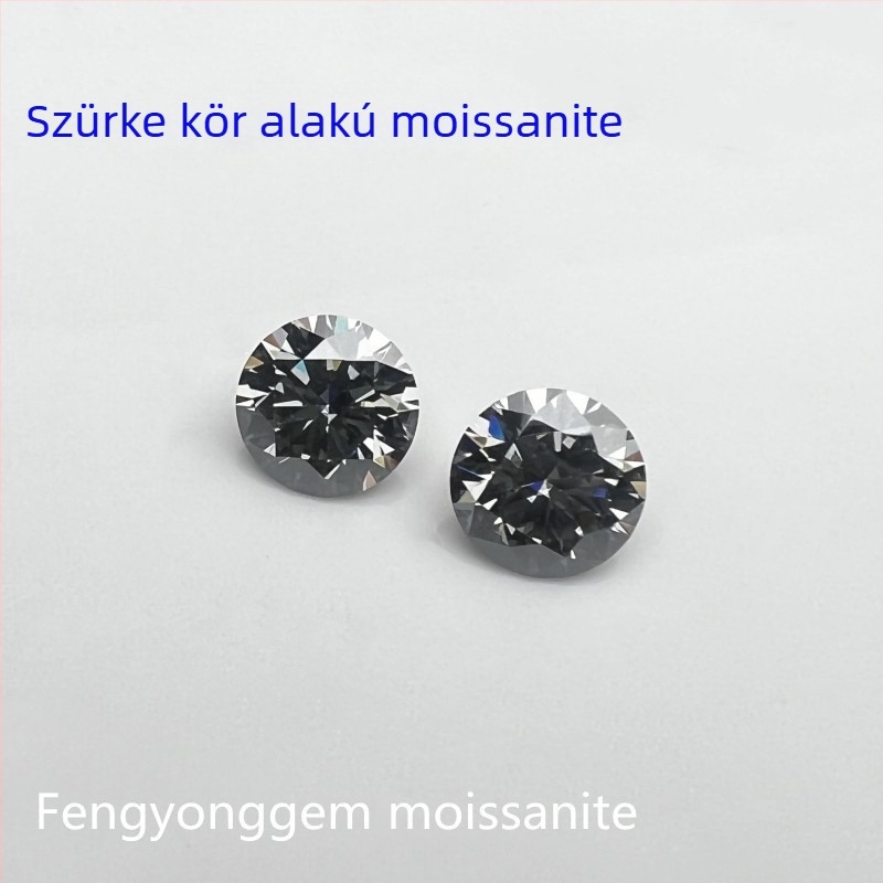 Moissanite kerek nyers kő — Eight Hearts Eight Arrows vágás — VVS tisztaság — elektroplating felület
