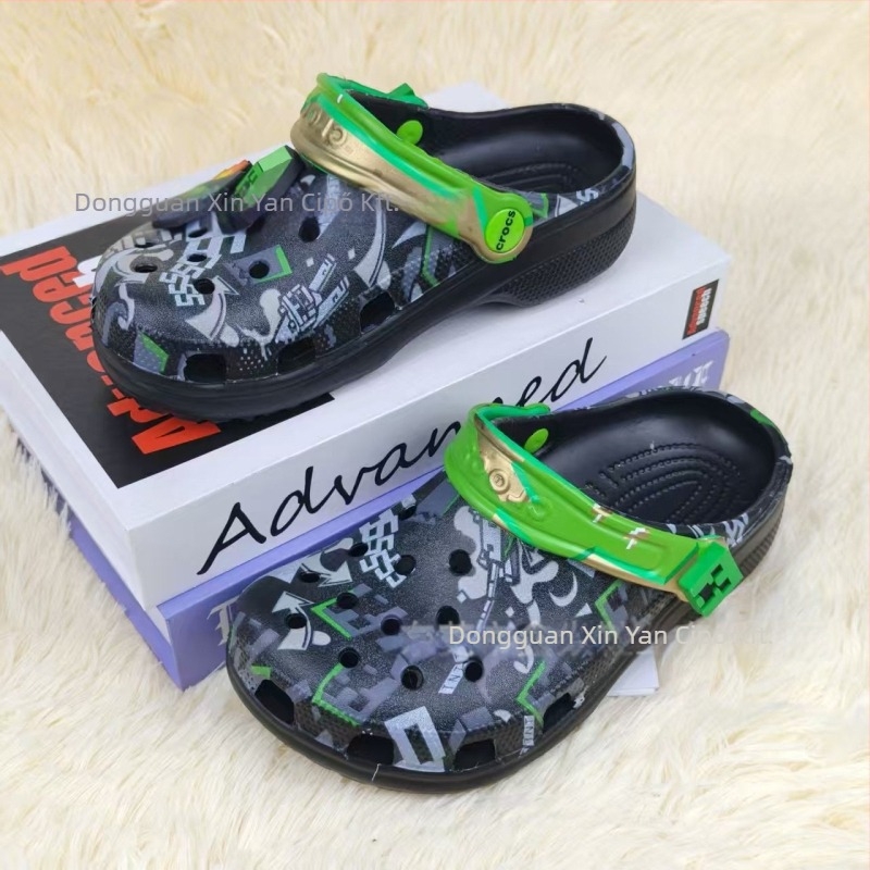 Gyerekeknek szóló lyukas cipő – EVA felső és talp, csúszásmentes, lélegző, könnyű, talp vastagsága 1–2 cm, kerek orr, Monster Power-Big Eye sorozat