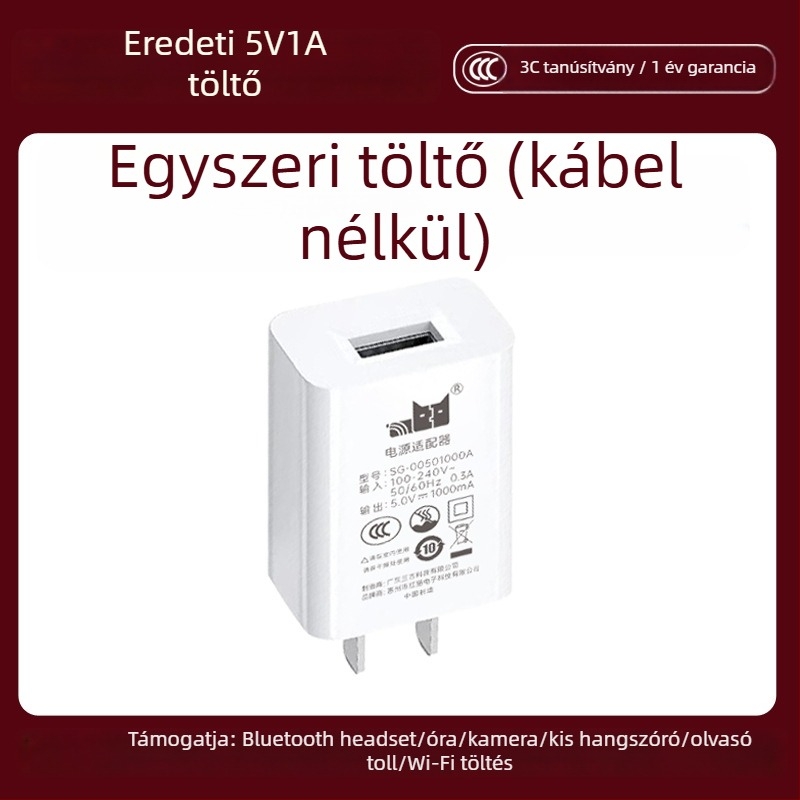 5V1A Töltőfej – Univerzális töltő a Bluetooth fülhallgatók, megfigyelő kamera, olvasó toll és okosóra számára (5W kimenet, QC 4.0)
