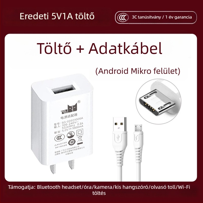5V1A Töltőfej – Univerzális töltő a Bluetooth fülhallgatók, megfigyelő kamera, olvasó toll és okosóra számára (5W kimenet, QC 4.0)