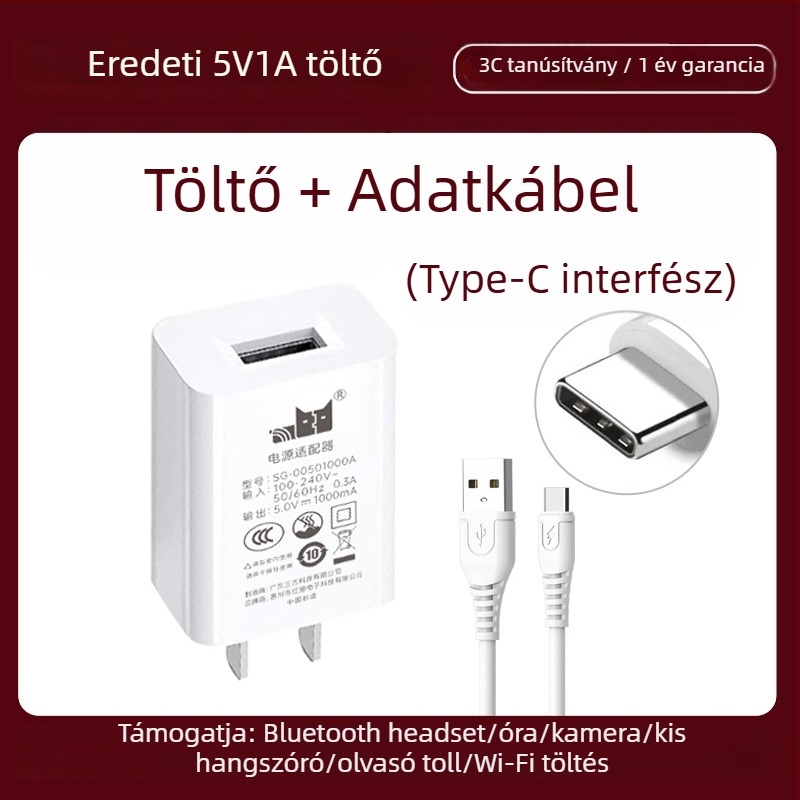 5V1A Töltőfej – Univerzális töltő a Bluetooth fülhallgatók, megfigyelő kamera, olvasó toll és okosóra számára (5W kimenet, QC 4.0)