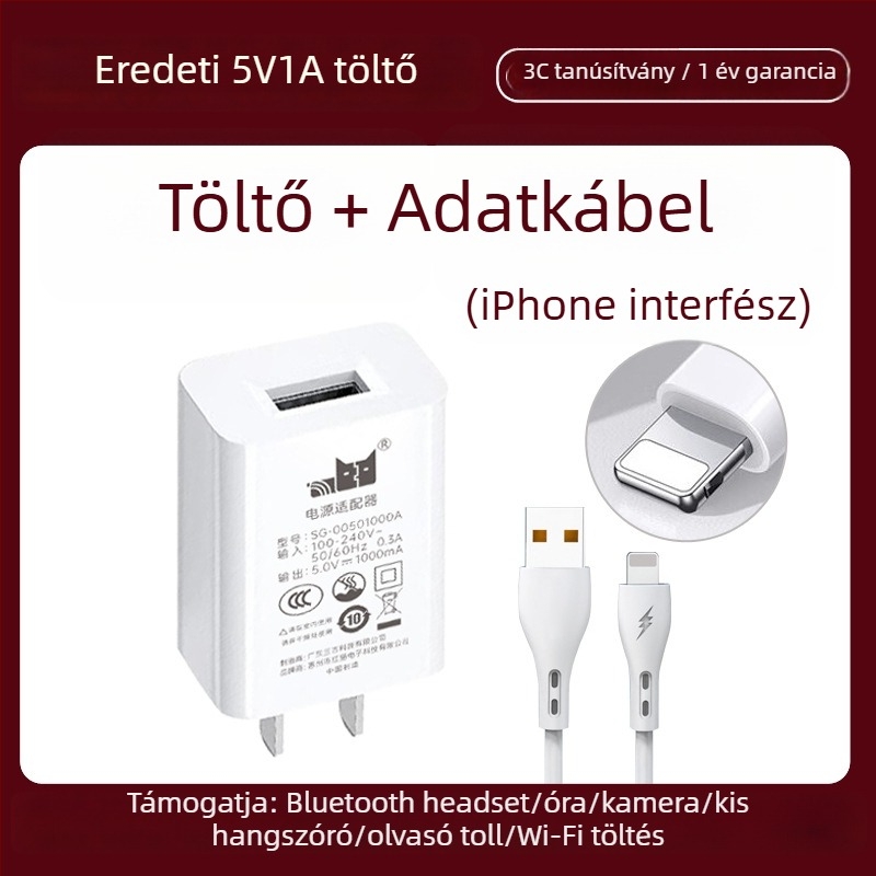 5V1A Töltőfej – Univerzális töltő a Bluetooth fülhallgatók, megfigyelő kamera, olvasó toll és okosóra számára (5W kimenet, QC 4.0)