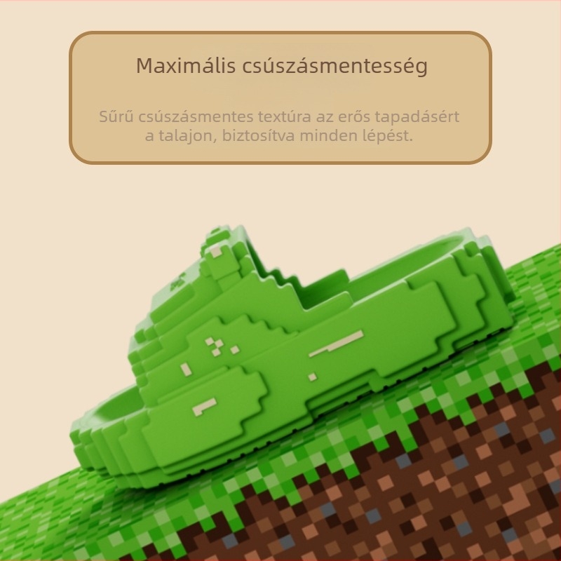 Uniszex papucs pixeles medve dizájnnal, EVA felsőrésze és EVA talpa, csúszásmentes, nyárra