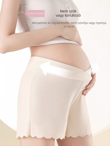 Kismama nyári capri nadrág – vékony, gyorsan száradó, magas derék, karcsúsított szabás, pocak-támasz, laza pizsama-short