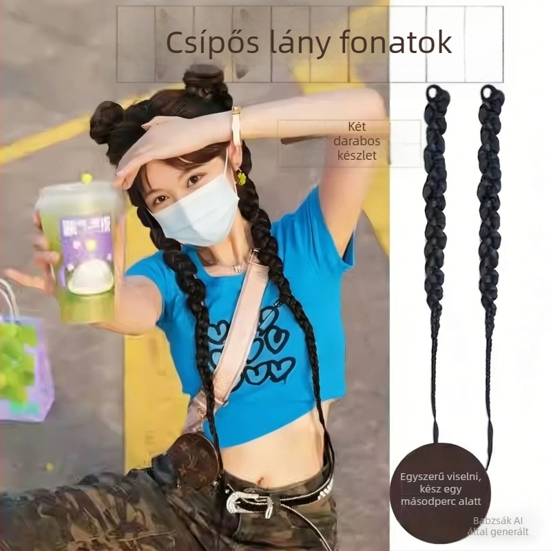 Ponytail paróka – csavart copf, kézzel szőtt, hőálló huzal, modell Twisted Braid, forró festékekkel történő színezés nem ajánlott